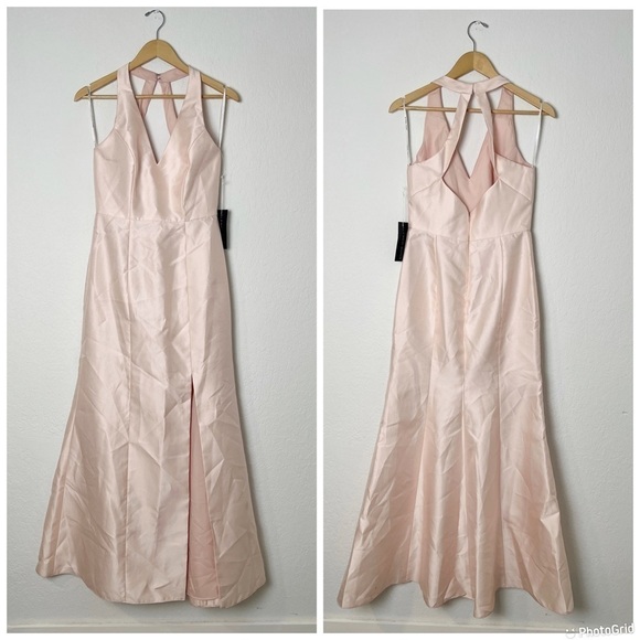 Alfred Sung Satin twill halter neck gown - Picture 2 of 9